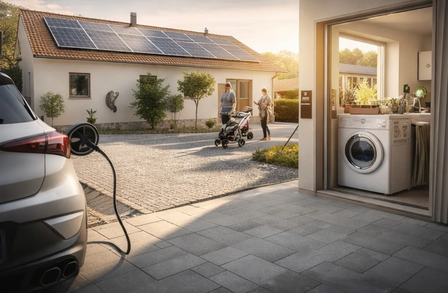 Artikelbild zum Artikel Solarstrom für Haushalt, Wärmepumpe und Auto: Wie das zusammenspielt.